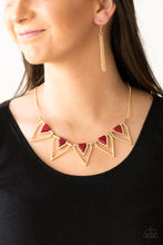 Load image into Gallery viewer, Paparazzi The Pack Leader Short Red Necklace with Gold Chain
