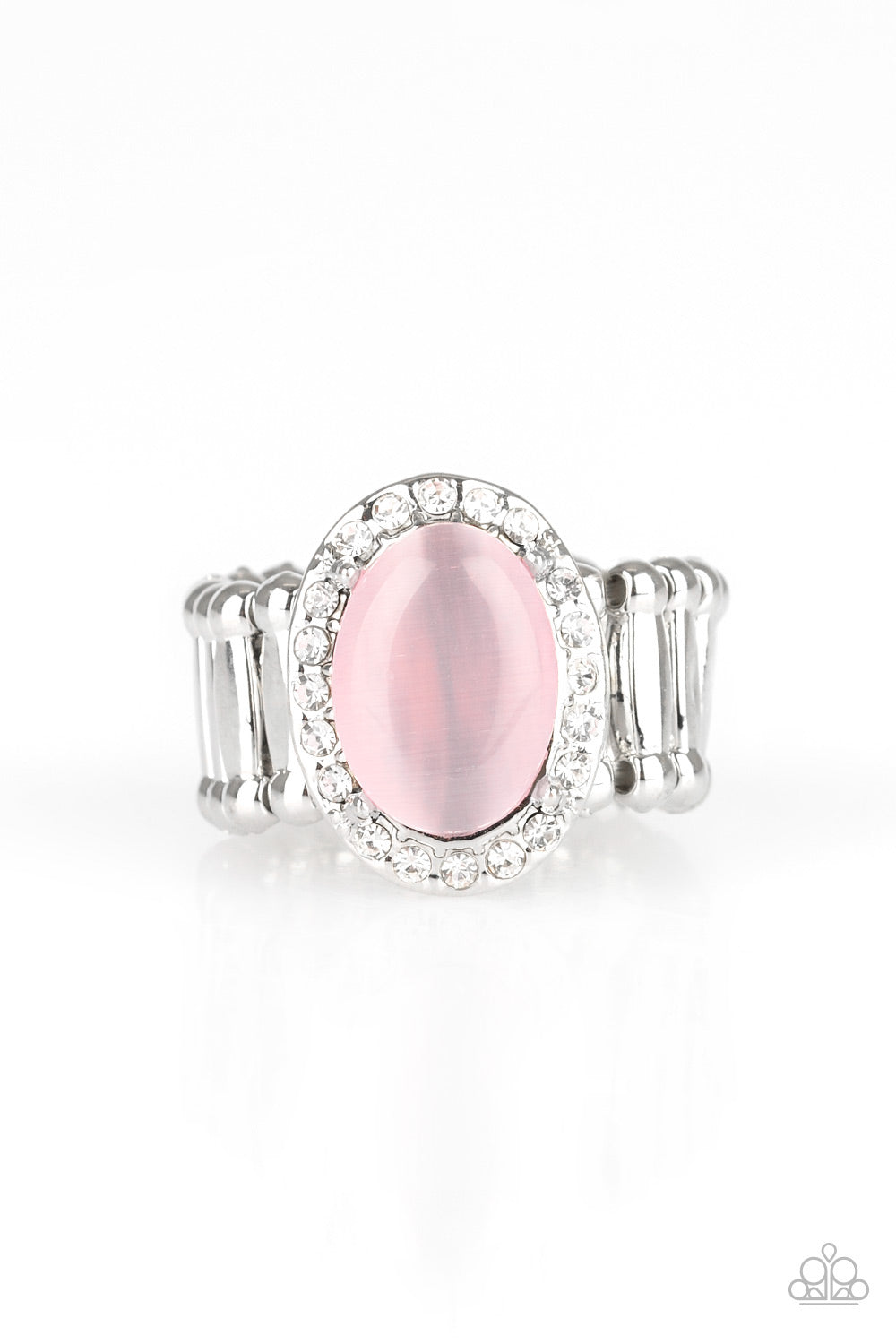 Paparazzi Laguna Luxury Pink Moonstone Ring with Rhinestones