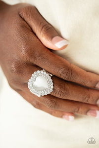 Paparazzi Lovely Luster White Moonstone Heart Ring