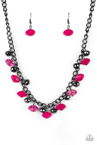 Runway Rebel and Gunmetal Black Short Necklace - Choose Green, Pink, or Red