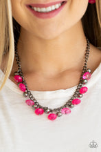 Load image into Gallery viewer, Runway Rebel and Gunmetal Black Short Necklace - Choose Green, Pink, or Red
