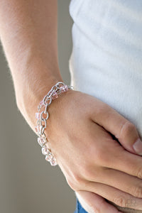 Paparazzi Life Of The Block Party - Pink Crystal-like Cube Beaded Clasp Bracelet