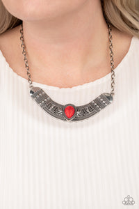 Paparazzi Very Venturous - Red Tribal Pattern Necklace