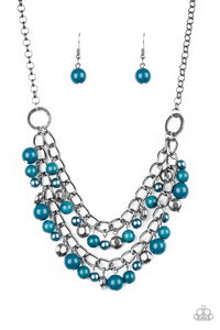 Watch Me Now Gunmetal Short Necklace with colorful beads - Choose from Blue or Purple