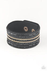 Paparazzi - Rebel Radiance - Dark Black Wrap Bracelet with Gold Chains