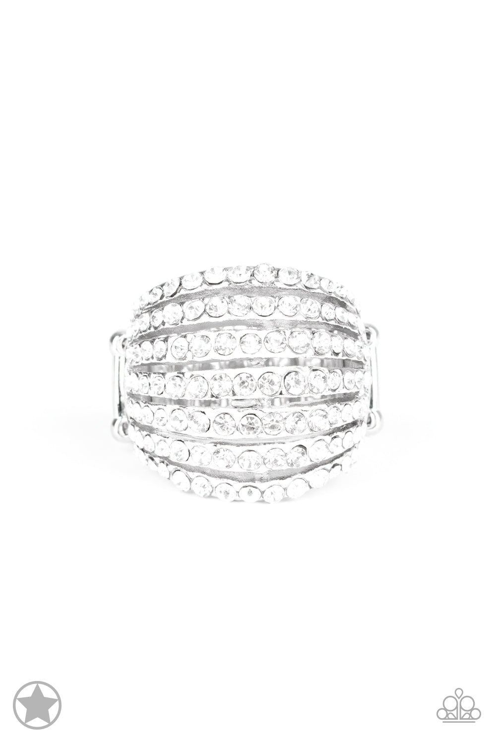 Paparazzi Blinding Brilliance - White Rhinestone Blockbuster Ring Paparazzi