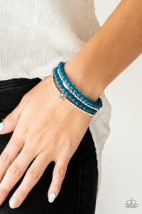 Paparazzi Blooming Buttercups Blue and Silver Stretch Bracelet