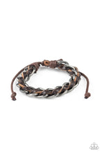 Load image into Gallery viewer, Grease Monkey Brown and Metal Urban Bracelet
