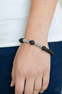 Paparazzi Metro Meditation Black Urban Bracelet with Lava Rock Beads