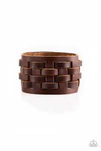 Paparazzi Men's Leather Bracelet - Road Hog - Brown Urban Bracelet