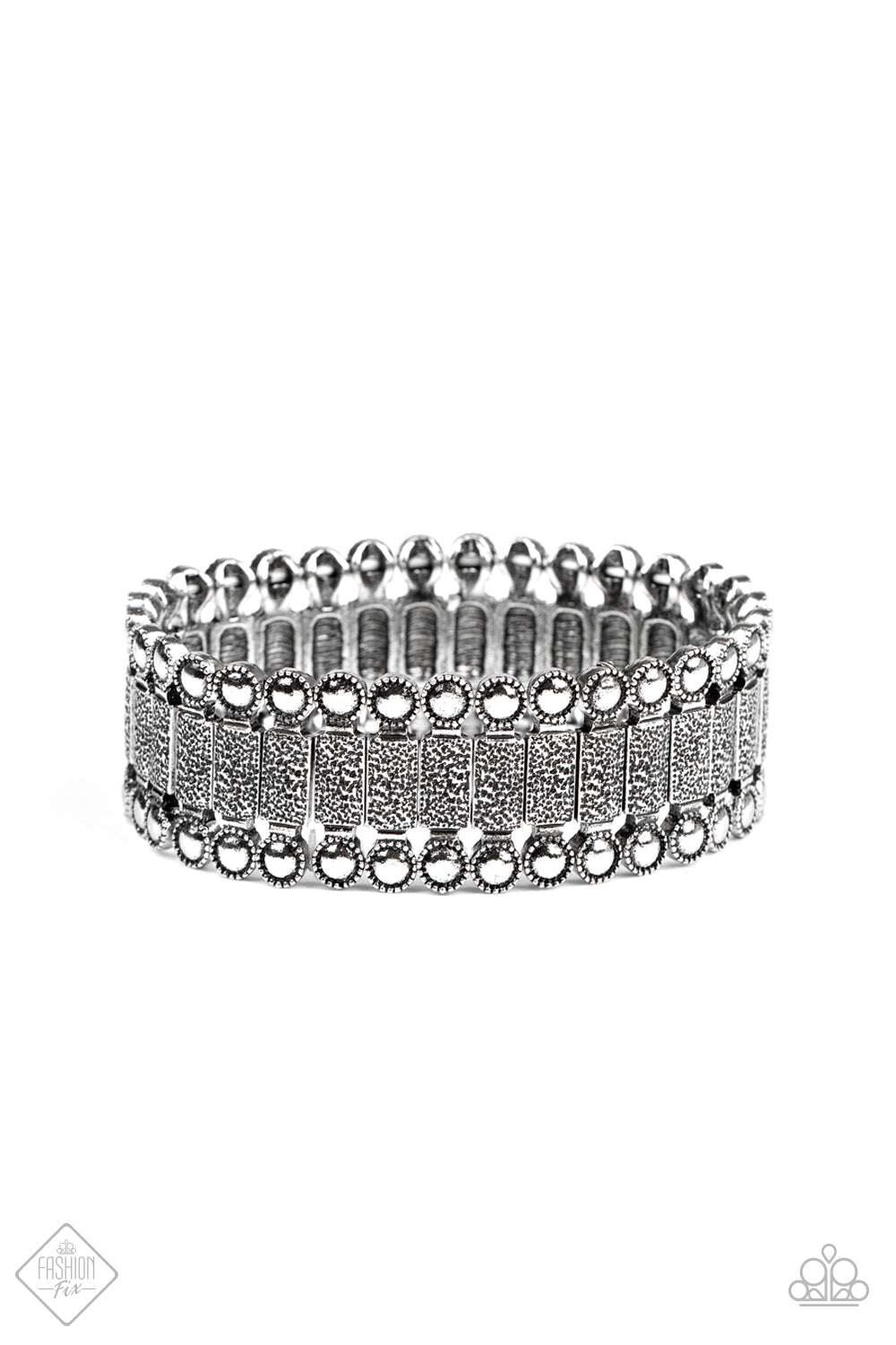 Rustic Rhythm Silver Stretch Bracelet Fashion Fix