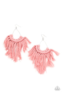 Paparazzi Wanna Piece or Macrame Pink Fringe Earrings