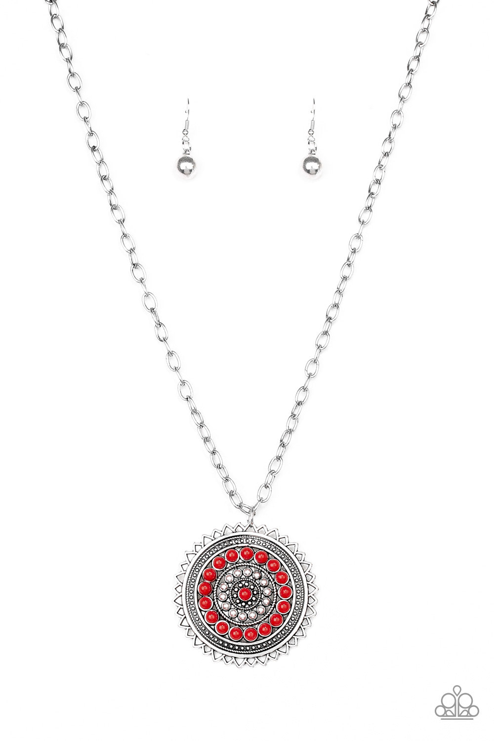 Paparazzi Lost SOL - Long Red Sunburst Necklace