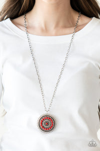 Paparazzi Lost SOL - Long Red Sunburst Necklace