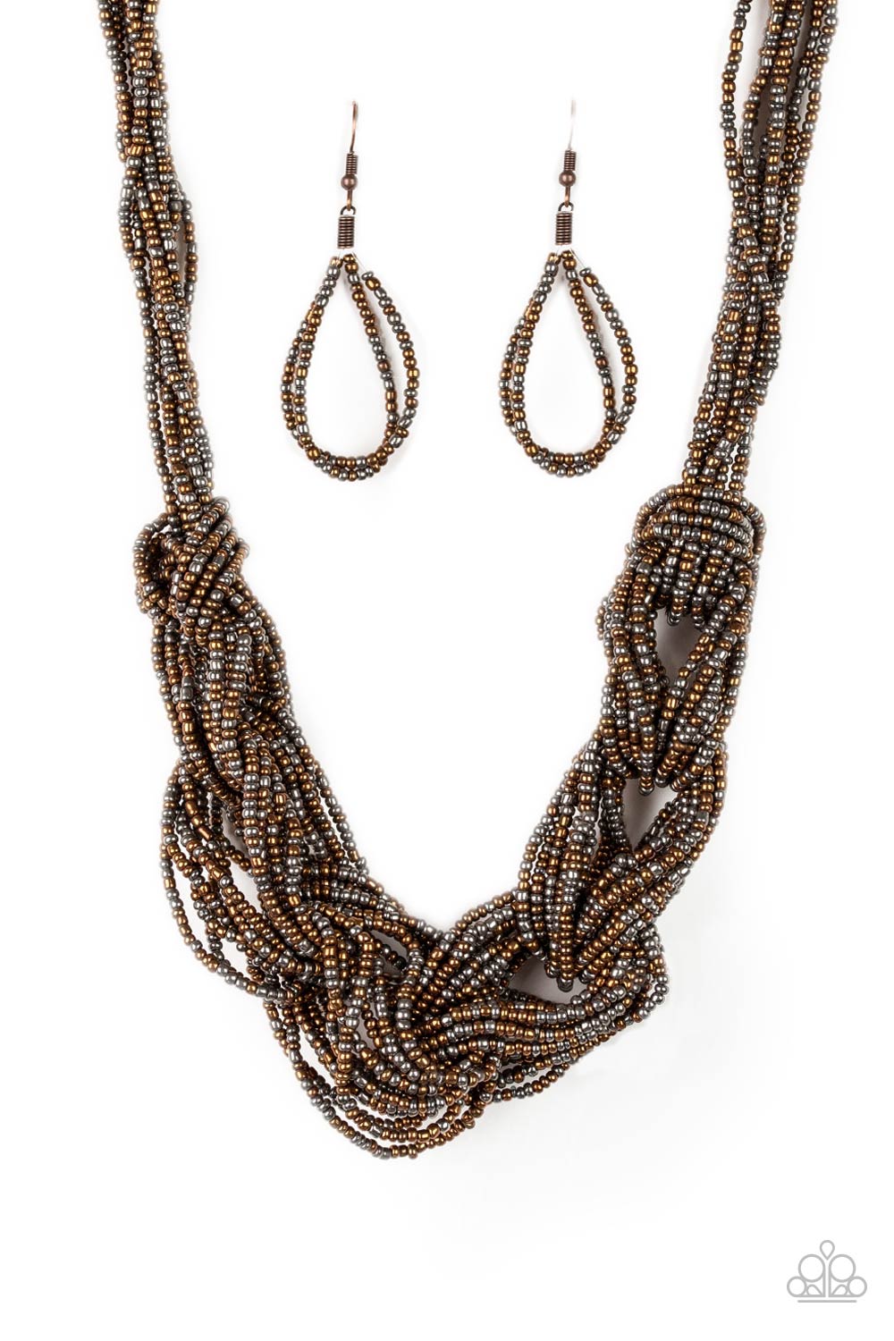 Paparazzi City Catwalk - Copper and Gunmetal Seed Bead Necklace