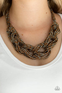 Paparazzi City Catwalk - Copper and Gunmetal Seed Bead Necklace