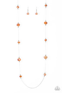 Paparazzi - Champagne on the Rocks - Long Orange Necklace