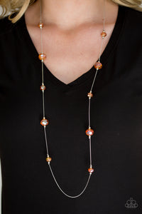 Paparazzi - Champagne on the Rocks - Long Orange Necklace