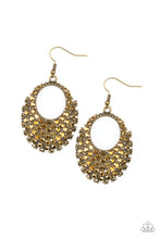 Load image into Gallery viewer, Paparazzi Fierce Flash Brass Oval Shaped Aurum Rhinestone Earrings

