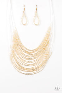 Paparazzi - Catwalk Queen - Gold Seed Bead Necklace (Also in Blue, Black, Silver)