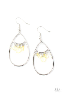 Paparazzi Shimmer Advisory Yellow Teardrop Shaped Earrings