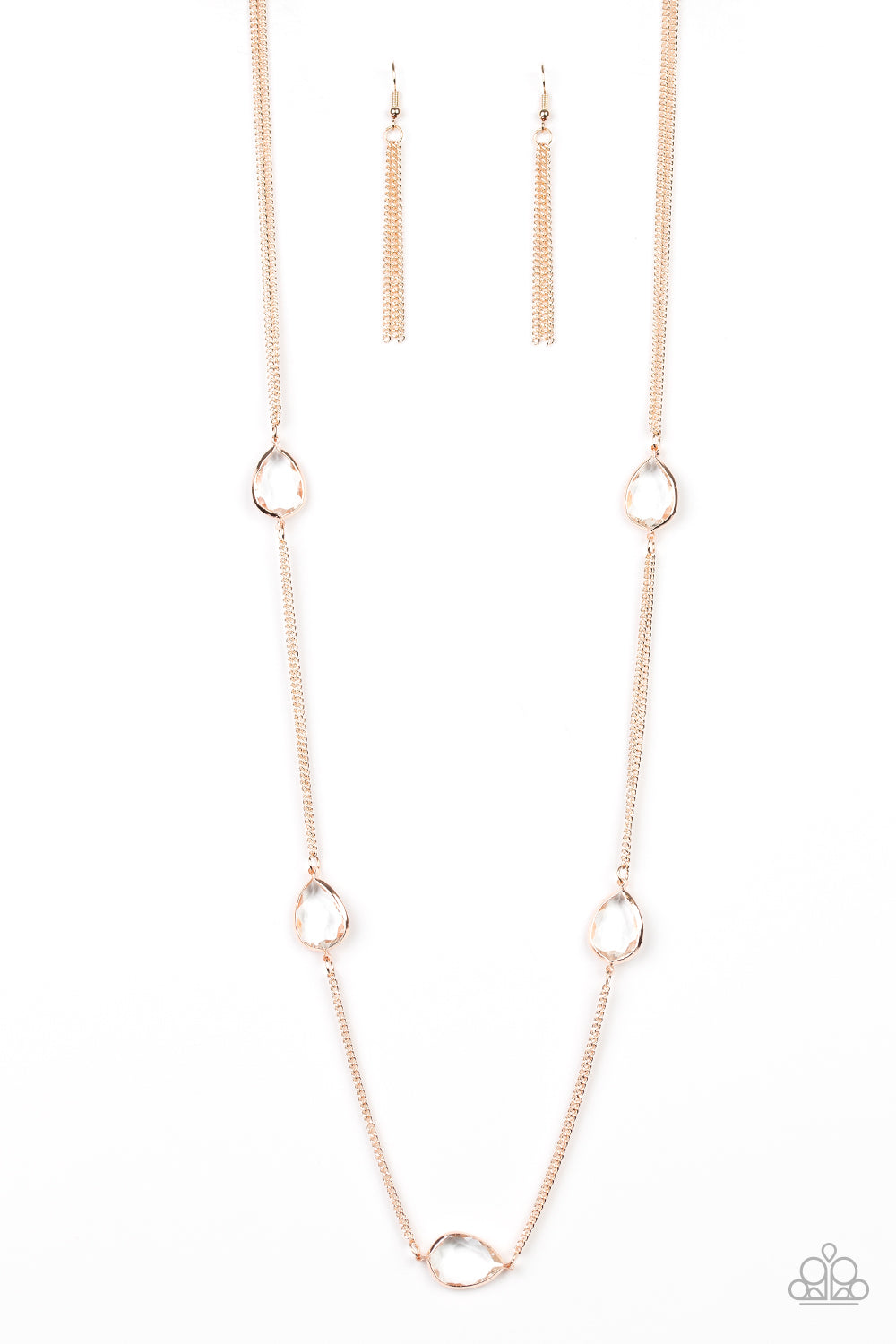 Paparazzi Teardrop Timelessness Rose Gold Long Necklace