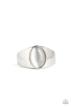 Load image into Gallery viewer, Cool Down Men&#39;s Silver Ring with either Blue, Orange or White Cat Eye Stone
