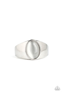 Cool Down Men's Silver Ring with either Blue, Orange or White Cat Eye Stone