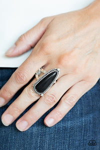 Paparazzi Pioneer Plains - Black Oblong Stone Ring