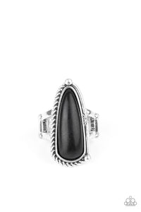 Paparazzi Pioneer Plains - Black Oblong Stone Ring