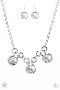 Paparazzi - Hypnotized - Silver Necklace with Large Rhinestones Blockbuster