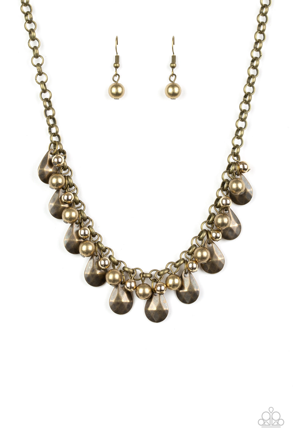 Stage Stunner Brass Short Necklace