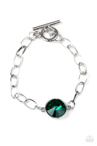 Paparazzi All Aglitter Emerald Green Toggle Clasp Bracelet