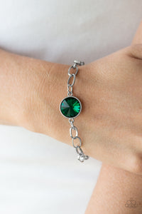 Paparazzi All Aglitter Emerald Green Toggle Clasp Bracelet