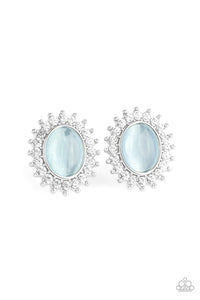 Hey There, Gorgeous Blue Moonstone and Rhinestone Post Earrings