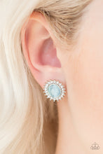 Load image into Gallery viewer, Hey There, Gorgeous Blue Moonstone and Rhinestone Post Earrings
