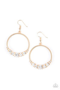 Paparazzi Self Made Millionaire Gold Hoop Earrings with White Rhinestone