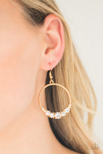 Load image into Gallery viewer, Paparazzi Self Made Millionaire Gold Hoop Earrings with White Rhinestone
