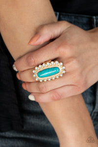 Paparazzi Mystic Oasis - Gold and Turquoise Ring