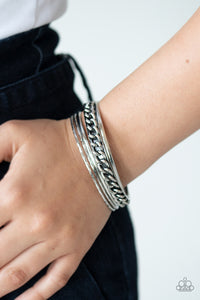 Paparazzi A Piece of The Action - Silver Set of 5 Bangles Bracelet