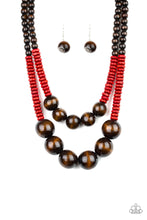 Load image into Gallery viewer, Paparazzi Cancun Cast Away Red Wood Necklace
