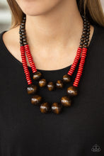 Load image into Gallery viewer, Paparazzi Cancun Cast Away Red Wood Necklace
