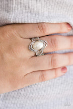 Load image into Gallery viewer, Paparazzi Positively Posh White Pearl and Rhinestone Ring
