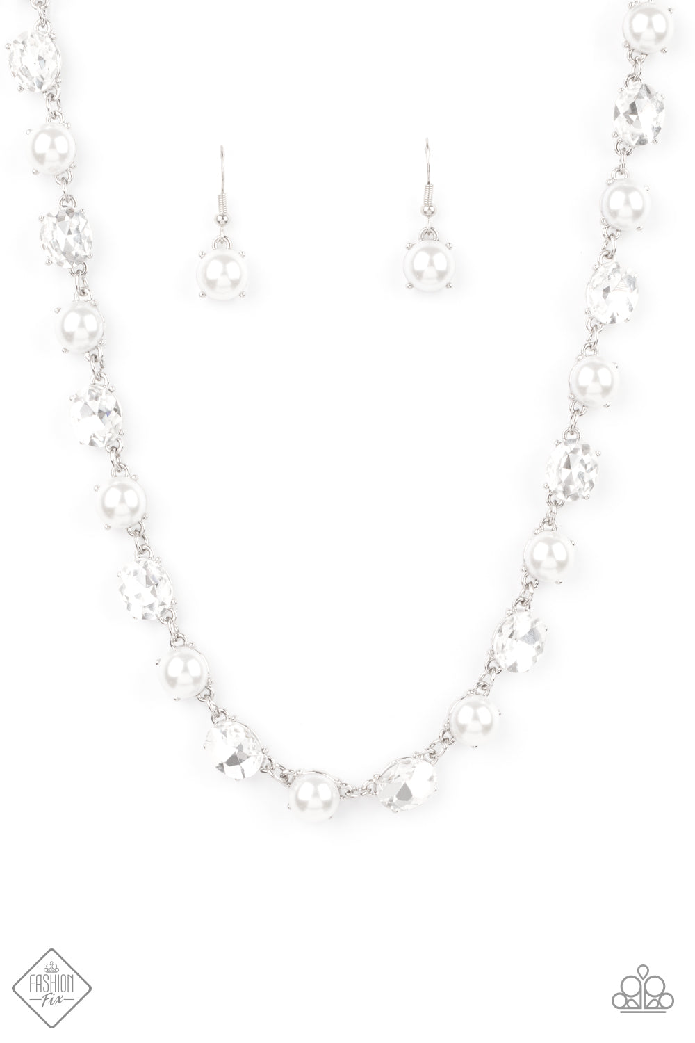 Go-Getter Gleam - White Rhinestone Necklace Paparazzi