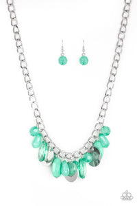 Paparazzi - Treasure Shore Beaded Necklace with Silver Discs - Choose from Black and Green