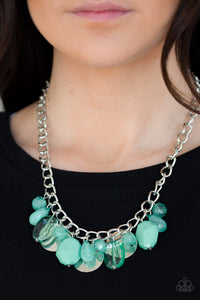 Paparazzi - Treasure Shore Beaded Necklace with Silver Discs - Choose from Black and Green