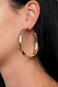Paparazzi - Kick Em To The CURVE - Gold Hoop Earrings