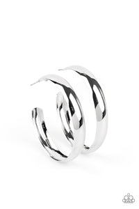 Kick Em To The CURVE - Silver Hoop Earrings 2.25" Paparazzi
