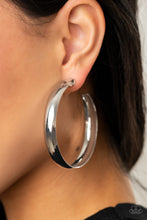 Load image into Gallery viewer, Kick Em To The CURVE - Silver Hoop Earrings 2.25&quot; Paparazzi
