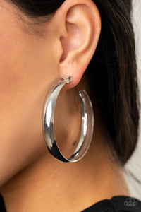 Kick Em To The CURVE - Silver Hoop Earrings 2.25" Paparazzi